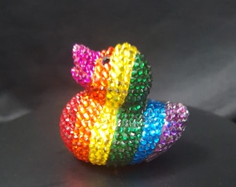 Rainbow Bling Rubber Duck: Pride Jeep Duck