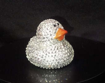 Silver Rhinestone Duck | Handcrafted Bling Decor | Sparkly Gift or Desk Accent