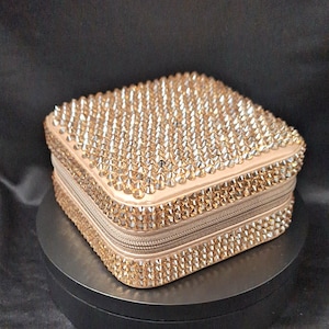 Small Gold Jewelry Box with Golden Rhinestones