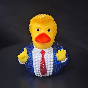 Bedazzled President Trump Rubber Duck: Patriotic Colors
