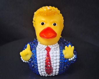 Bedazzled President Trump Rubber Duck: Patriotic Colors