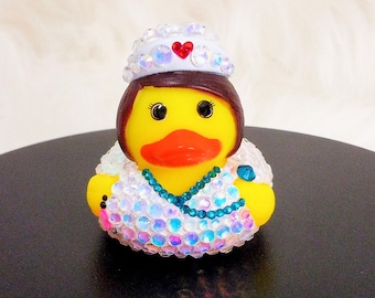 Nurse Bling Rubber Duck, Jeep Duck, Bedazzled Nurse, Unique, Fun Gift, Rhinestone Duck