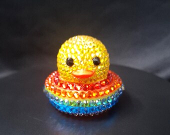 Rainbow Bling Rubber Duck: Pride Jeep Duck
