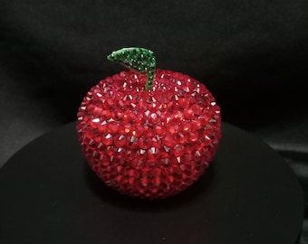 Small Bedazzled Apple, Bling, Teacher Gift, Desk Decor, Rhinestones