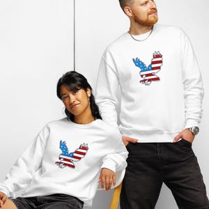 White American Flag Eagle USA Crew Neck Unisex Sweatshirt