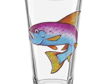 16 Oz Jumping Rainbow Trout Fish Shaker Pop Felix Pint Glass - Etsy