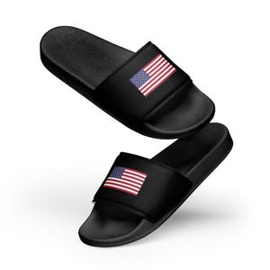 Women&#39;s Black American Flag USA Pop Felix Designer America Sandals Slides