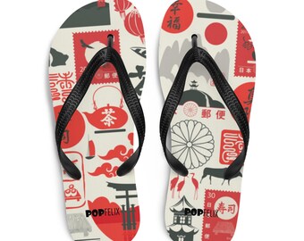 Japan Tokyo Japanese Collage Pop Felix Designer Unisex Flip-Flops