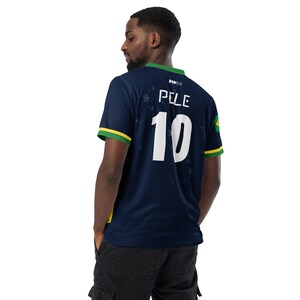 Reimagined Navy Brazil Team Pele #10 Brasil PopFelix Historical Designer Unisex Sports Jersey