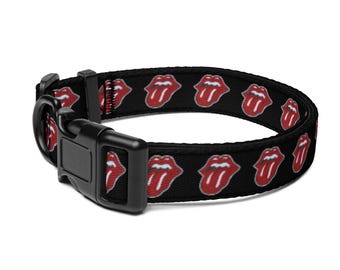 Black Tongue + Lips Icon Drawing Pattern Pop Felix Designer Dog Pet Collar