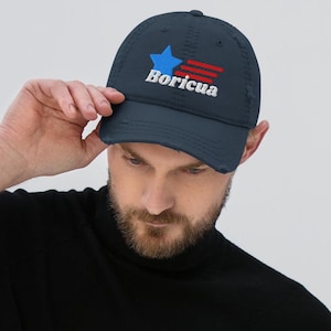 Distressed Boricua Puerto Rico PR Embroidered Unisex Pop Felix Cap Hat