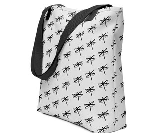 Borsa tote Pop Felix con motivo a libellula grigia, 15" x 15"
