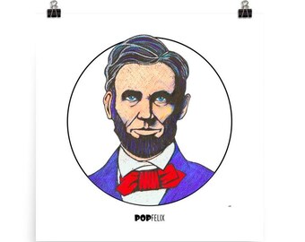 Póster fotográfico de papel Pop Felix con retrato de Abraham Abe Lincoln de 12" x 12"