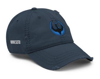 Rebel Loon Minnesota Blue MN Embroidered PopFelix Designer Distressed Baseball Hat -Three Colors