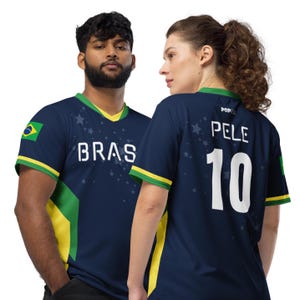Reimagined Navy Brazil Team Pele #10 Brasil PopFelix Historical Designer Unisex Sports Jersey