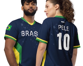 Reimagined Navy Brazil Team Pele #10 Brasil PopFelix Historical Designer Unisex Sports Jersey