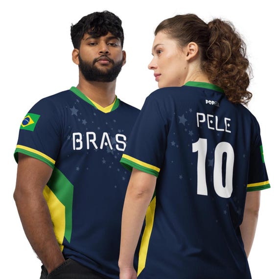 Reimagined Navy Brazil Team Pele #10 Brasil Popfelix Historical