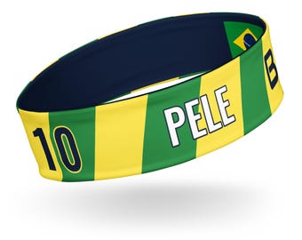 Brazil Brasil Soccer Pele #10 PopFelix Historical Headband Jersey - Reversible