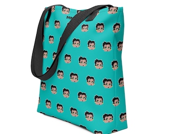 15" x 15" Iris Blue Betty Boop Drawing Pattern Pop Felix Designer Tote Bag