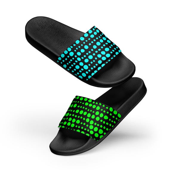 Neon Green Slide Sandal with Black Stripes adidas Slides Eezay Striped Vista Semi Solar Slime/White  main image 4