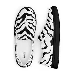 Chaussures à enfiler en toile PopFelix blanches à rayures tigre du Bengale pour hommes - Deux couleurs