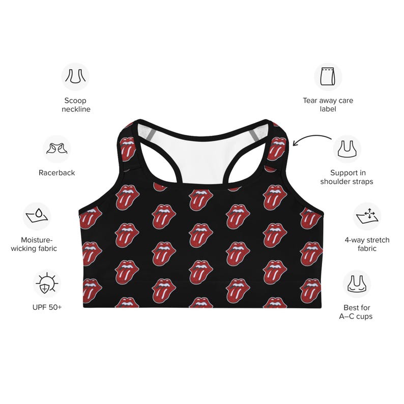 Black Lips + Tongue Icon Rolling Stones Drawing Pattern Popfelix ...