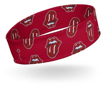 Classic Lips + Tongue Stones Icon Drawing Pattern Unisex Pop Felix Designer 4-Way Stretch Headband