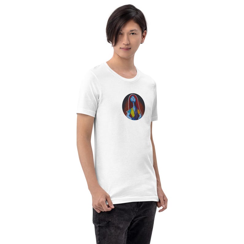White Hand Drawn Nightmare Before Christmas Sally Shock Portrait Pop Felix Designer Unisex Pop Felix Designer Tee T-shirt