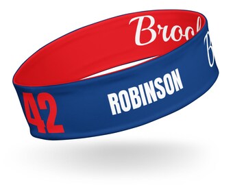 Reversible Blue/Red Brooklyn NY Jackie Robinson #42 PopFelix Historical Headband Jersey - Two Sizes