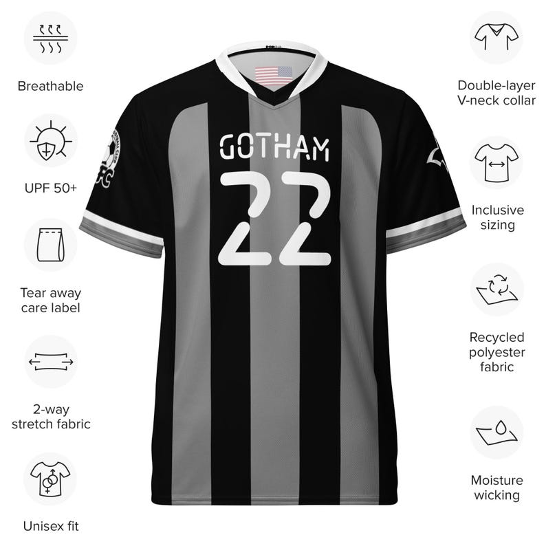 Gotham City Bats Football Club Bruce Wayne #22 Unisex Pop Felix Fictional Sports Jersey