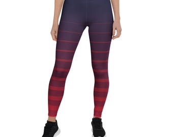 Women's Purple Red Gradient Striped Pop Felix Designer Pants Leggings