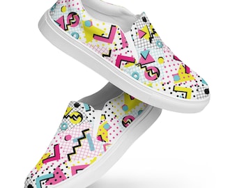 Women’s Retro 80's Eighties Party Pattern Pop Felix Designer Slip-on Canvas Shoes
