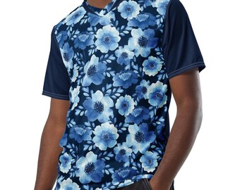 Men's Navy Blue Floral Hawaiian Recycled Pop Felix Designer Hawaii Sports Nightclub Jersey