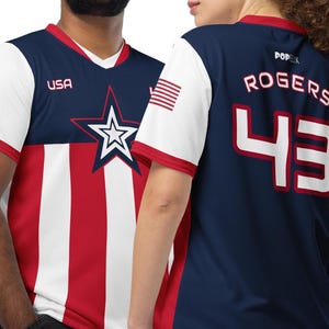 World War II USA Steve Rogers #43 'United We Win' Recycled Unisex Pop Sports Jersey