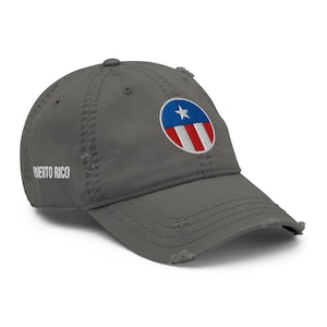 Distressed Puerto Rico PR Flag 3D Embroidered PopFelix Designer Baseball Cap Hat - Three Colors