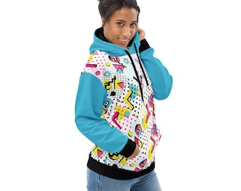 Retro 80's Eighties Party Pattern PopFelix Designer Sweatshirt Hoodie