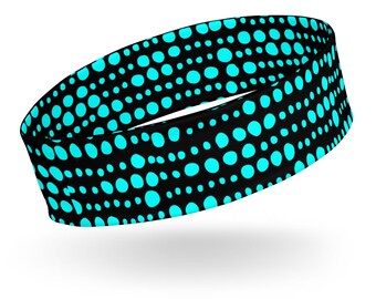 Retro Black w/Neon Blue Polka-Dot Dotted Lines Pop Felix Designer Unisex Headband