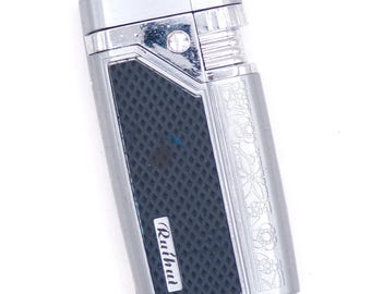 Vintage Ruihui Embossed Bejeweled Silber Flip-Top Fackel nachfüllbares Feuerzeug