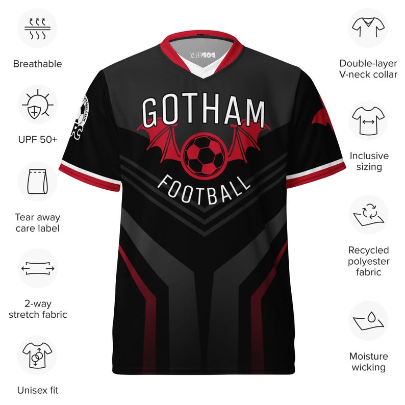 Bruce Wayne #22 Gotham Bats Football Club Recycled Unisex Sports Jersey