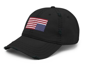 Distressed Upside Down USA Amerikanische Flagge PopFelix Designer Cap Hut - Drei Farben