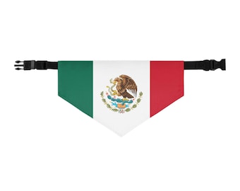 Collar bandana con diseño gráfico de la bandera mexicana de México MX para perros y gatos de PopFelix