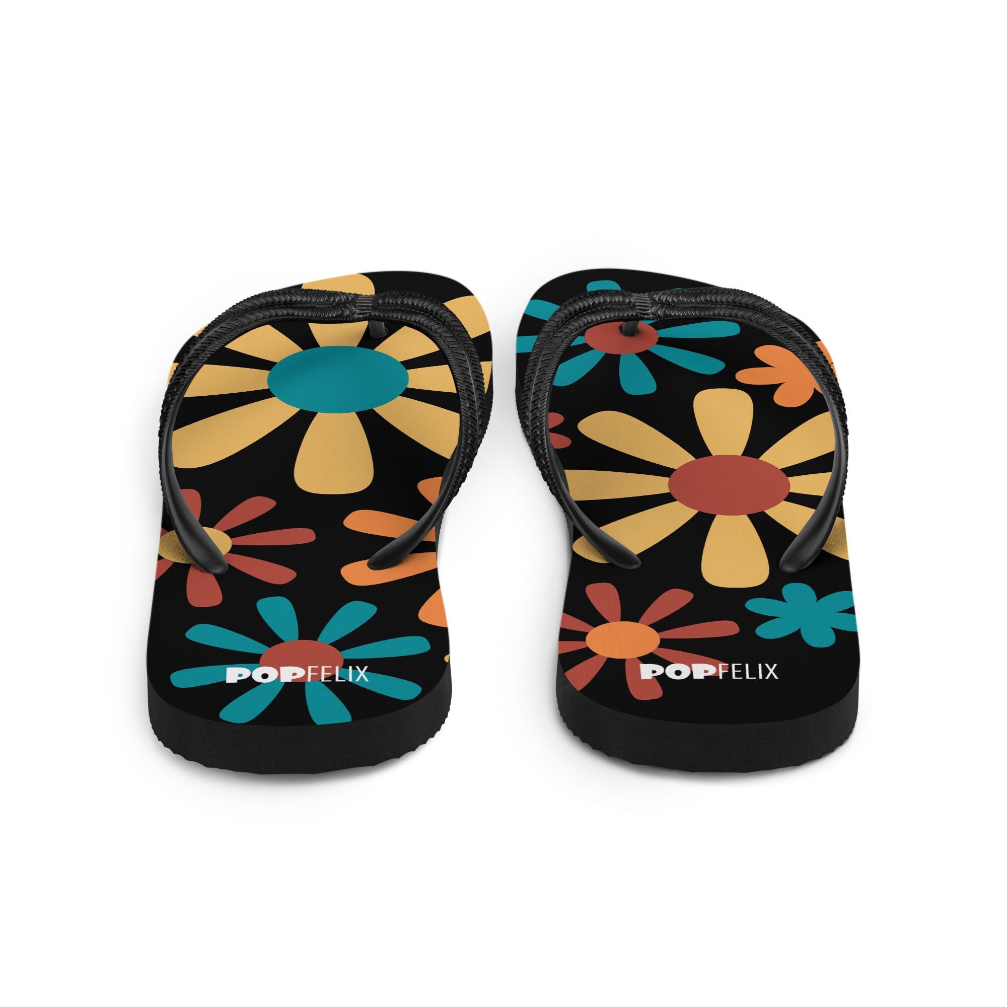 70's Style Floral Flower Pop Felix Women's Sandals Flip-flops - Etsy