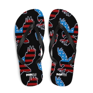 Black Unisex American Flag Eagle USA Pattern Pop Felix Flip-Flops