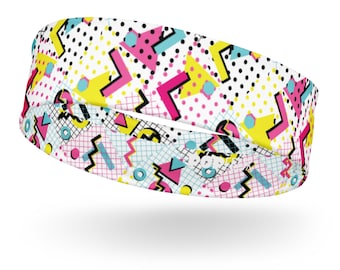 Retro 80's Eighties Party Pattern 4-Way Stretch Pop Felix Unisex Designer Headband