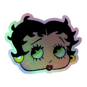 3&quot;, 4&quot;, 5.5&quot; Hand Drawn Betty Boop Head Sketch Pop Felix Designer Holographic Stickers