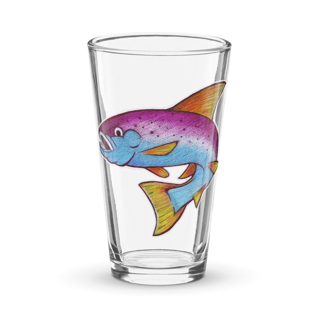 16 Oz Jumping Rainbow Trout Fish Shaker Pop Felix Pint Glass - Etsy