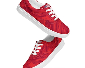 Zapatillas de lona con cordones de la marca PopFelix, con estampado de salpicaduras rojas, para mujer, fabricadas en EE. UU.