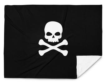 Pirates Buccaneers Jolly Roger Skull Crossbones Pirate Flag PopFelix Designer Throw Blanket - Two Sizes