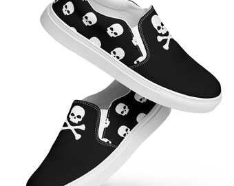 Women’s Black Skull Crossbones Pirate Buccaneer Flag Slip-on Canvas Pop Felix Shoes