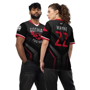Bruce Wayne #22 Gotham Bats Football Club Recycled Unisex Sports Jersey